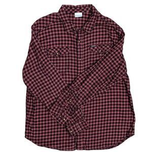 COLUMBIA Flannel Long Sleeve Men Red Plaid Shirt XL